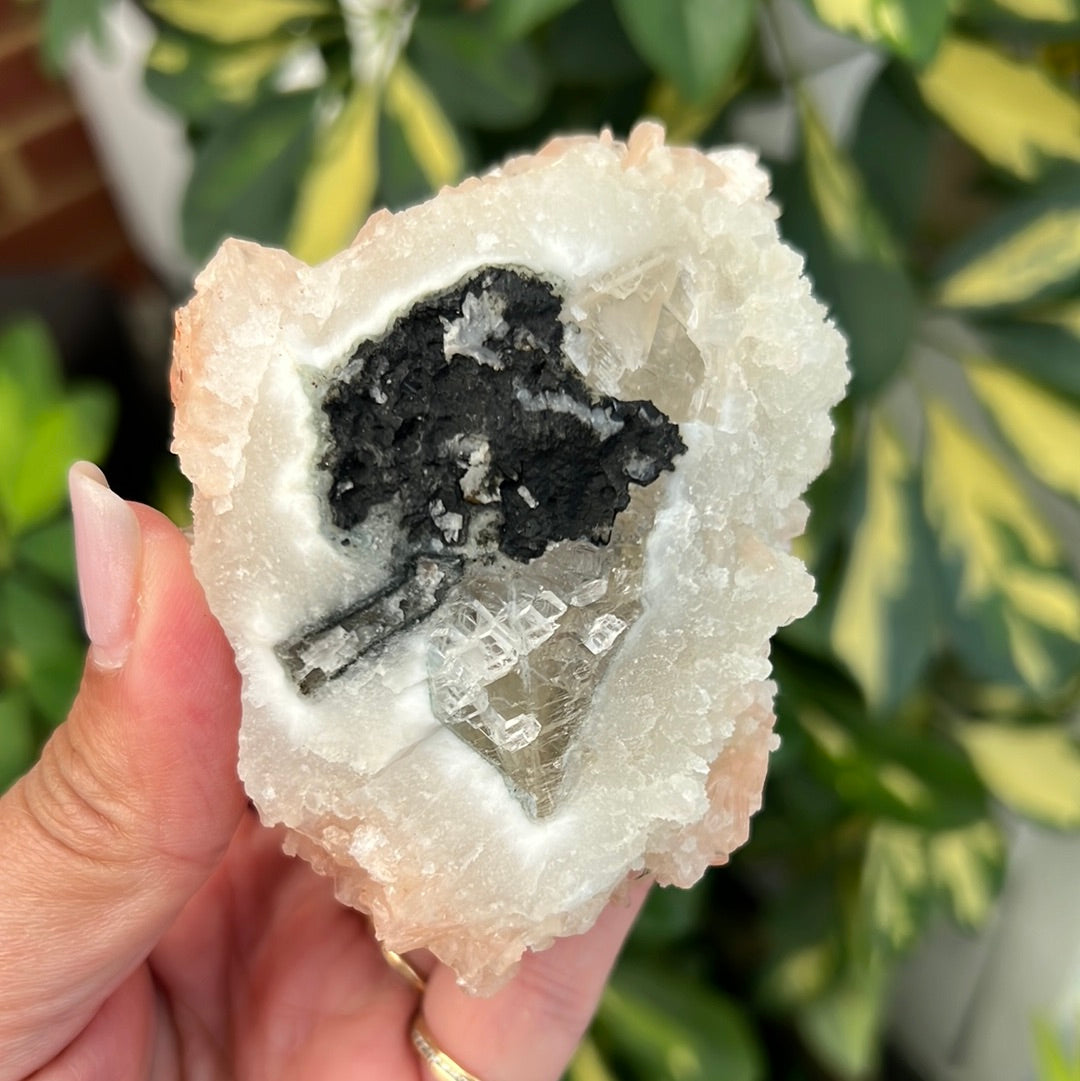 Stilbite on Calcite Cluster