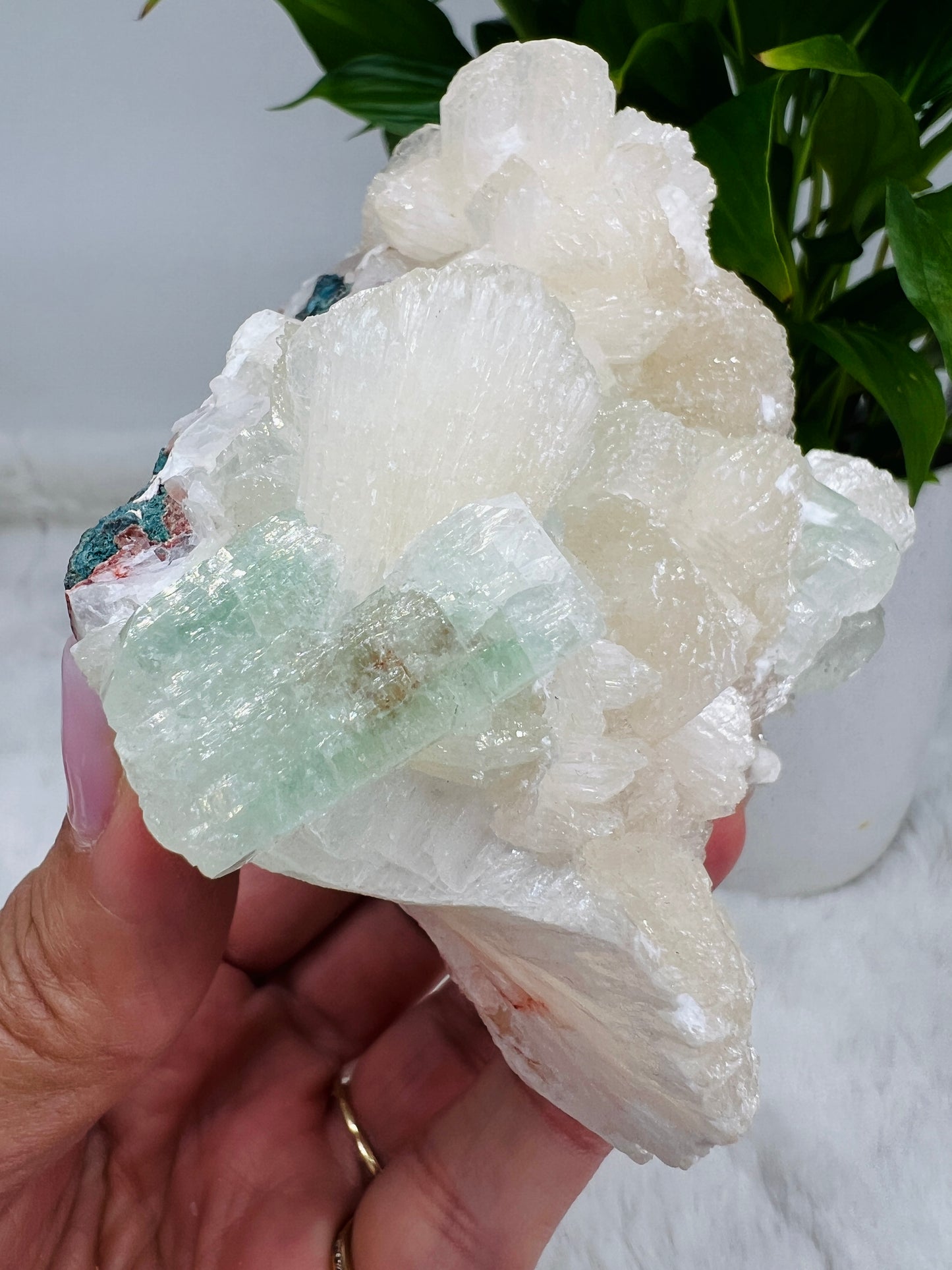 Mint Green Apophyllite and Stilbite Flowers