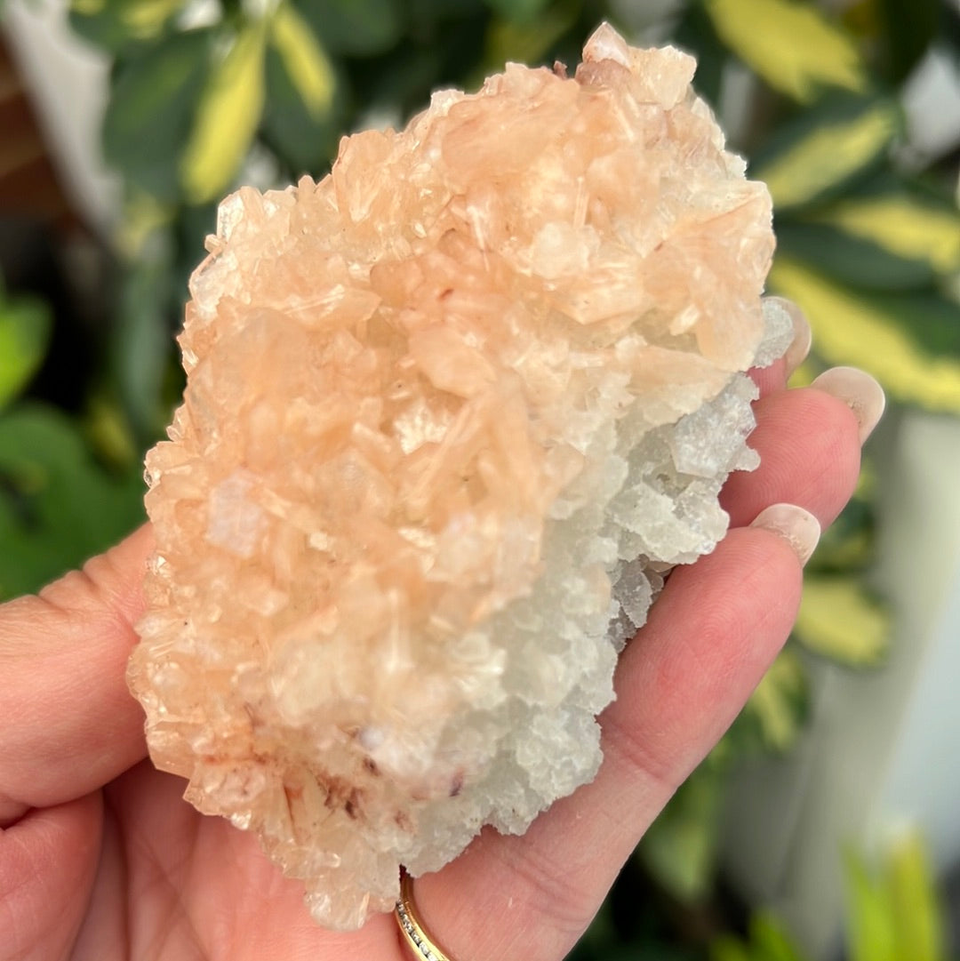 Stilbite on Calcite Cluster