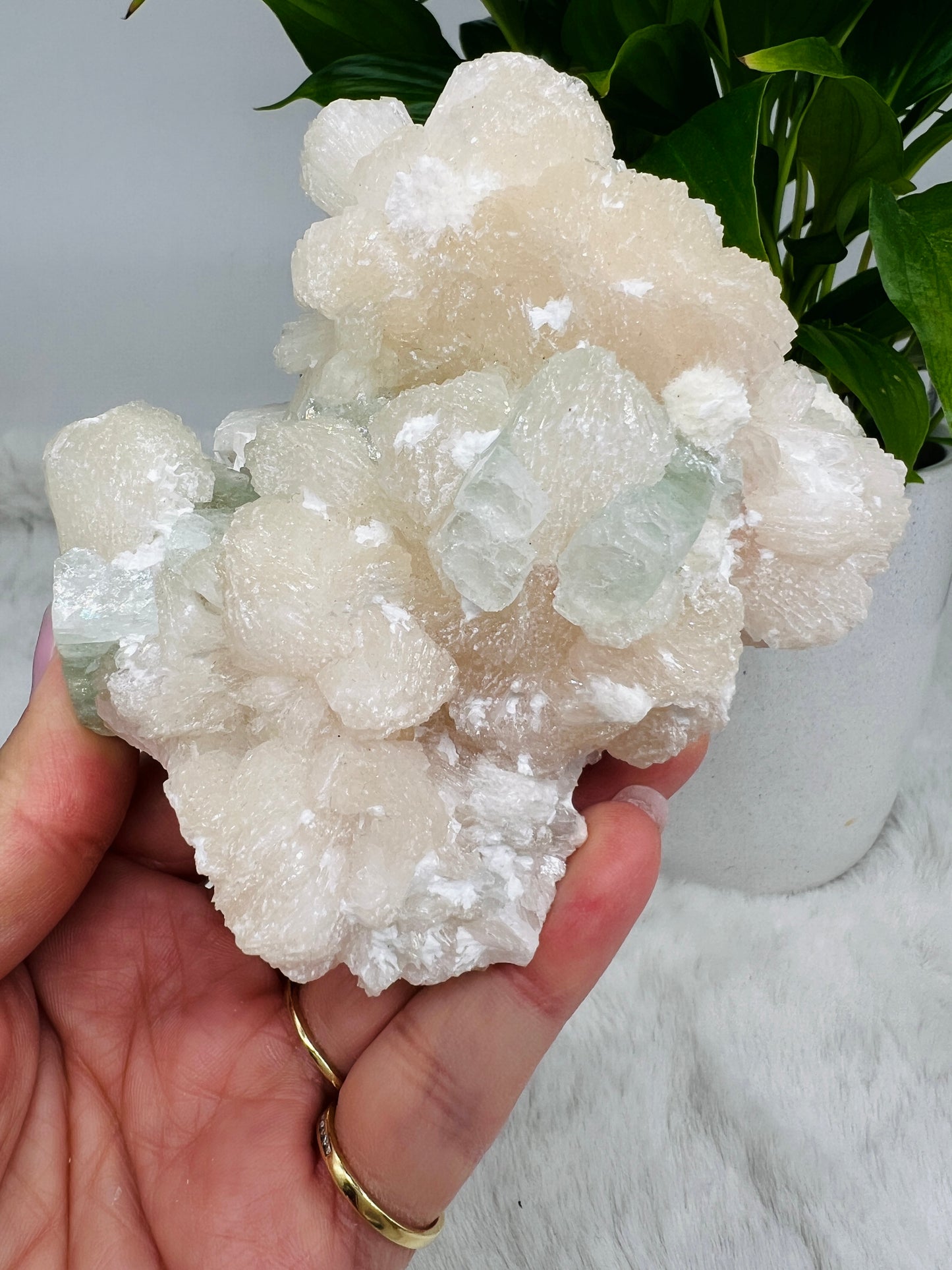 Mint Green Apophyllite and Stilbite Flowers