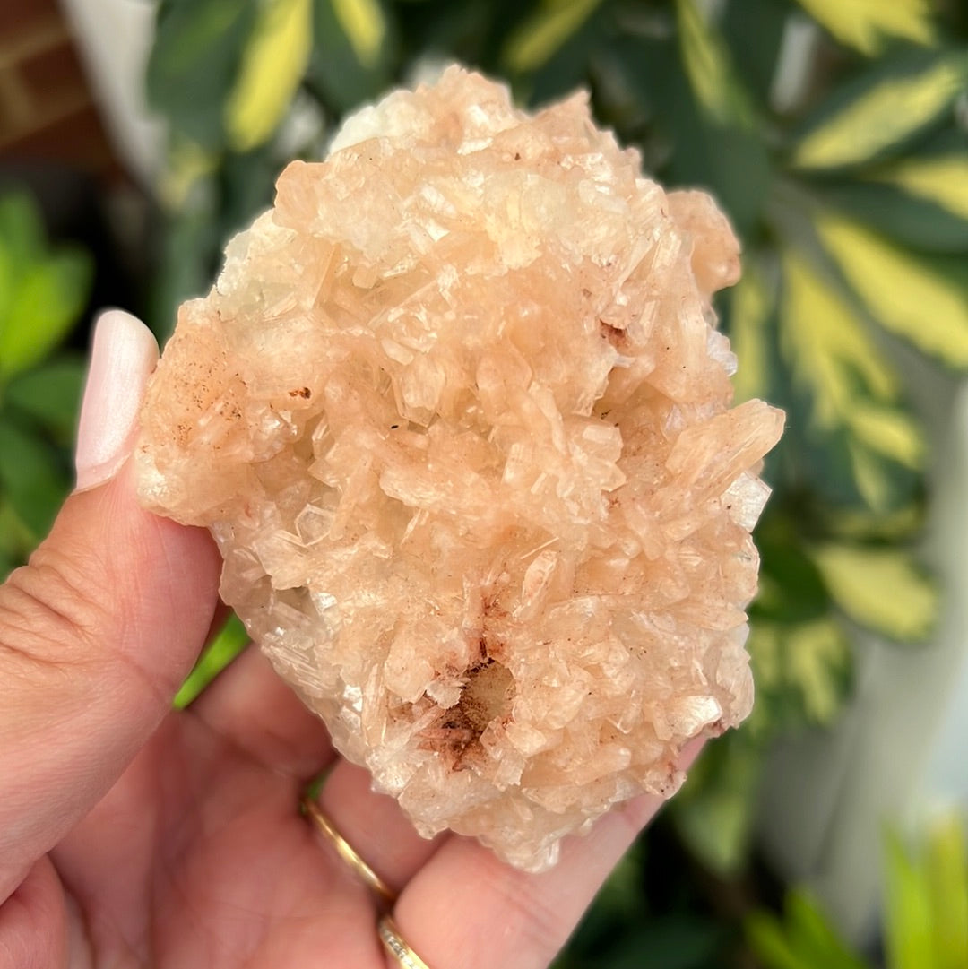 Stilbite on Calcite Cluster