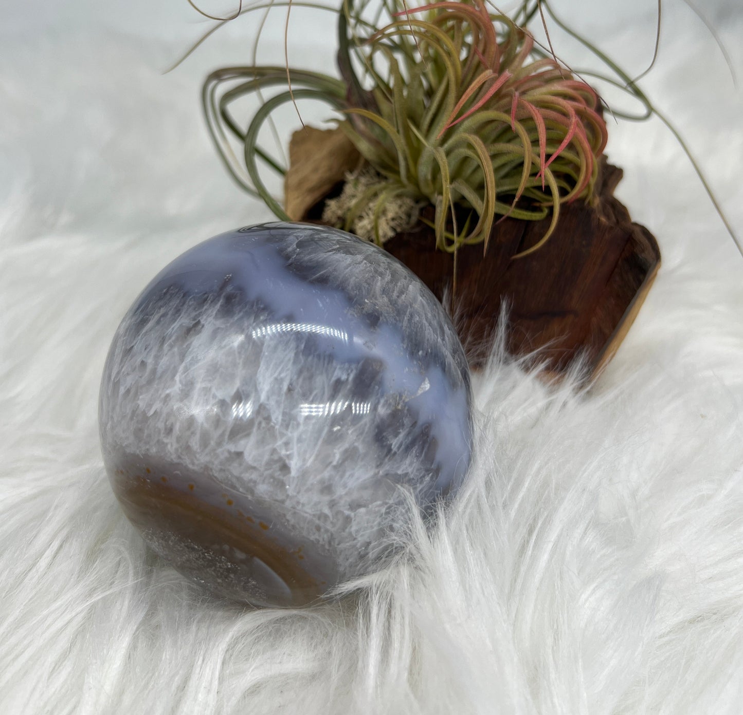 Druzy Quartz and Agate Sphere