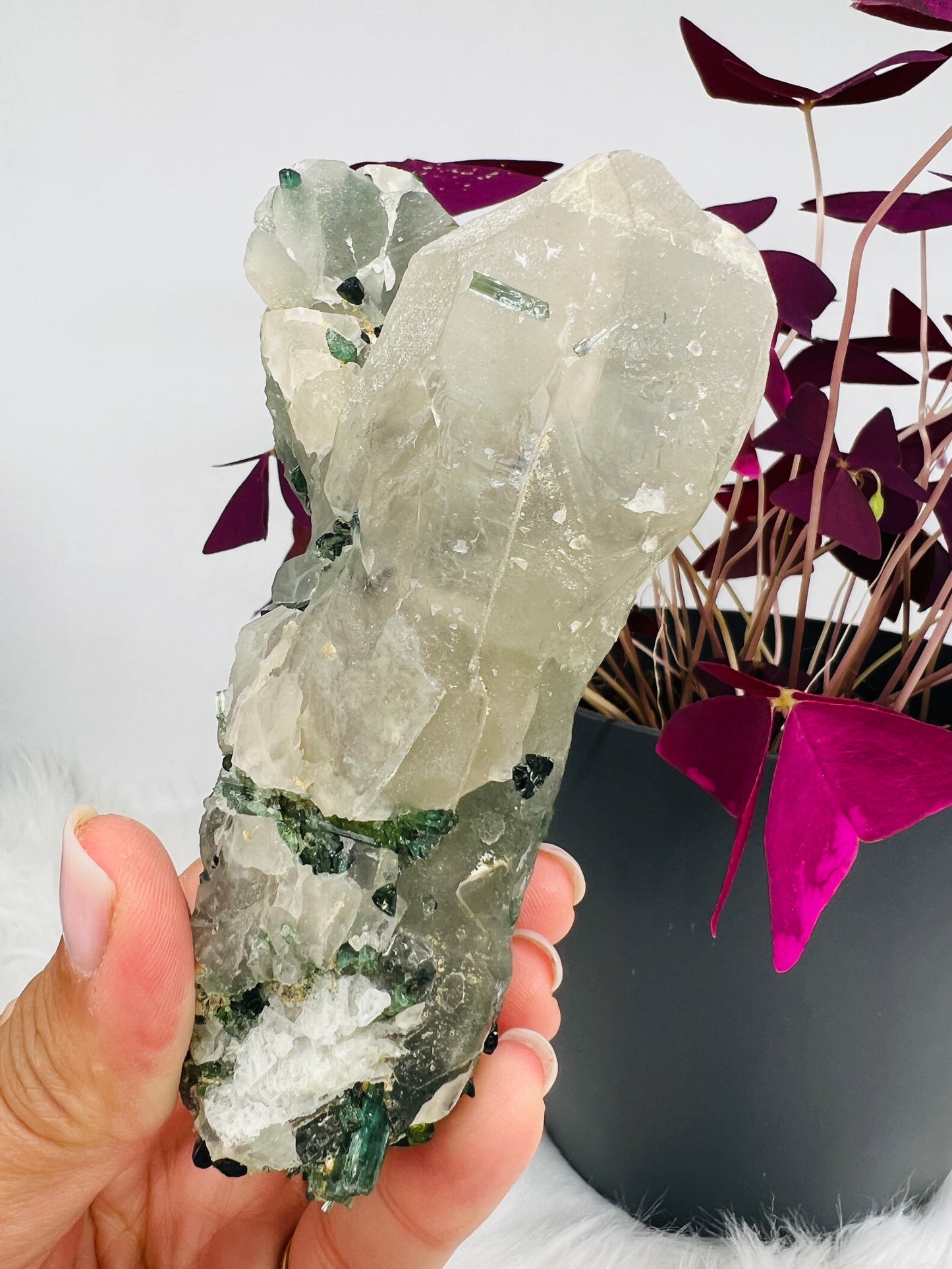 Blue and Green Tourmaline on Quartz