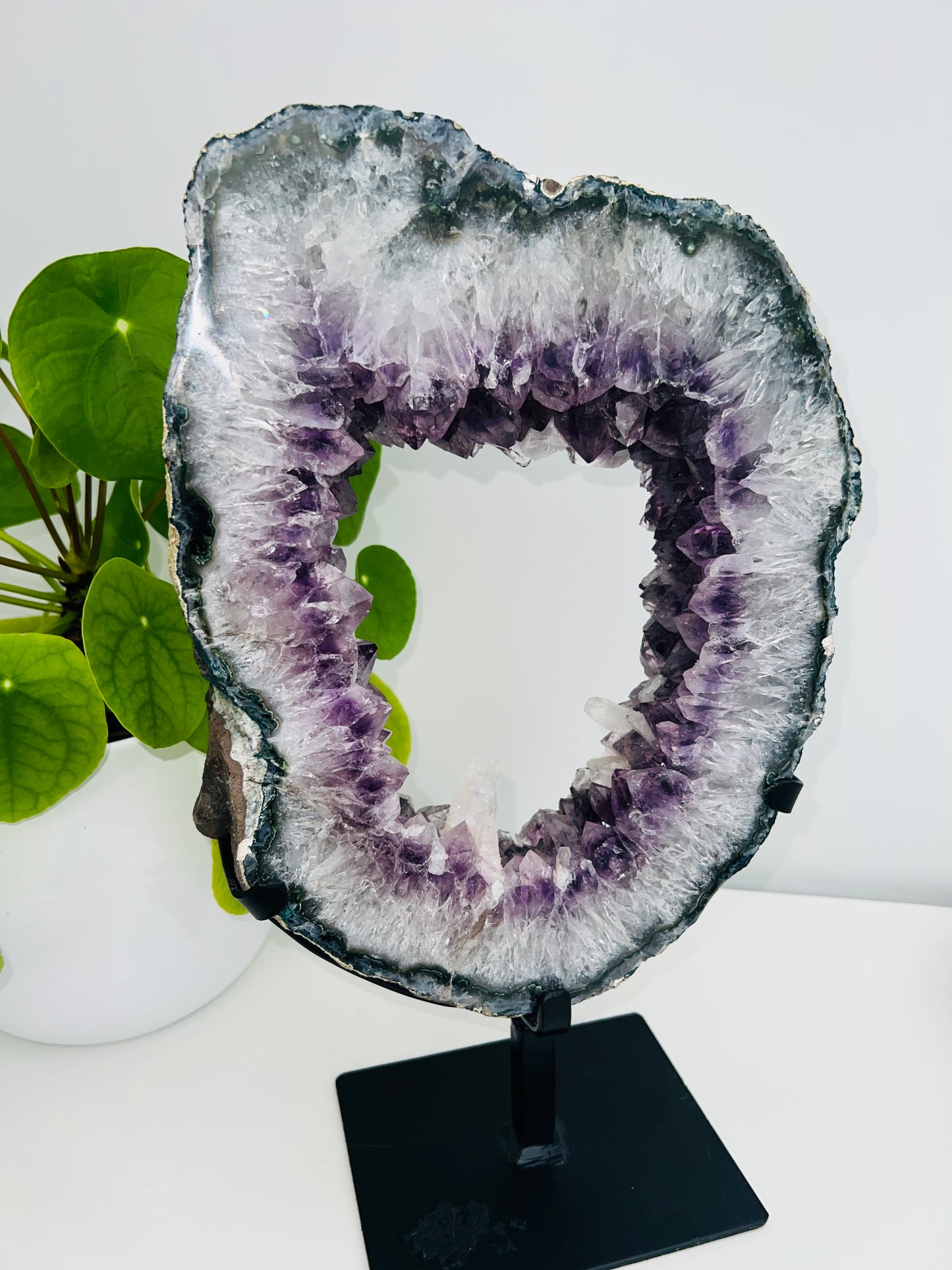 Amethyst Portal with Calcite on Stand