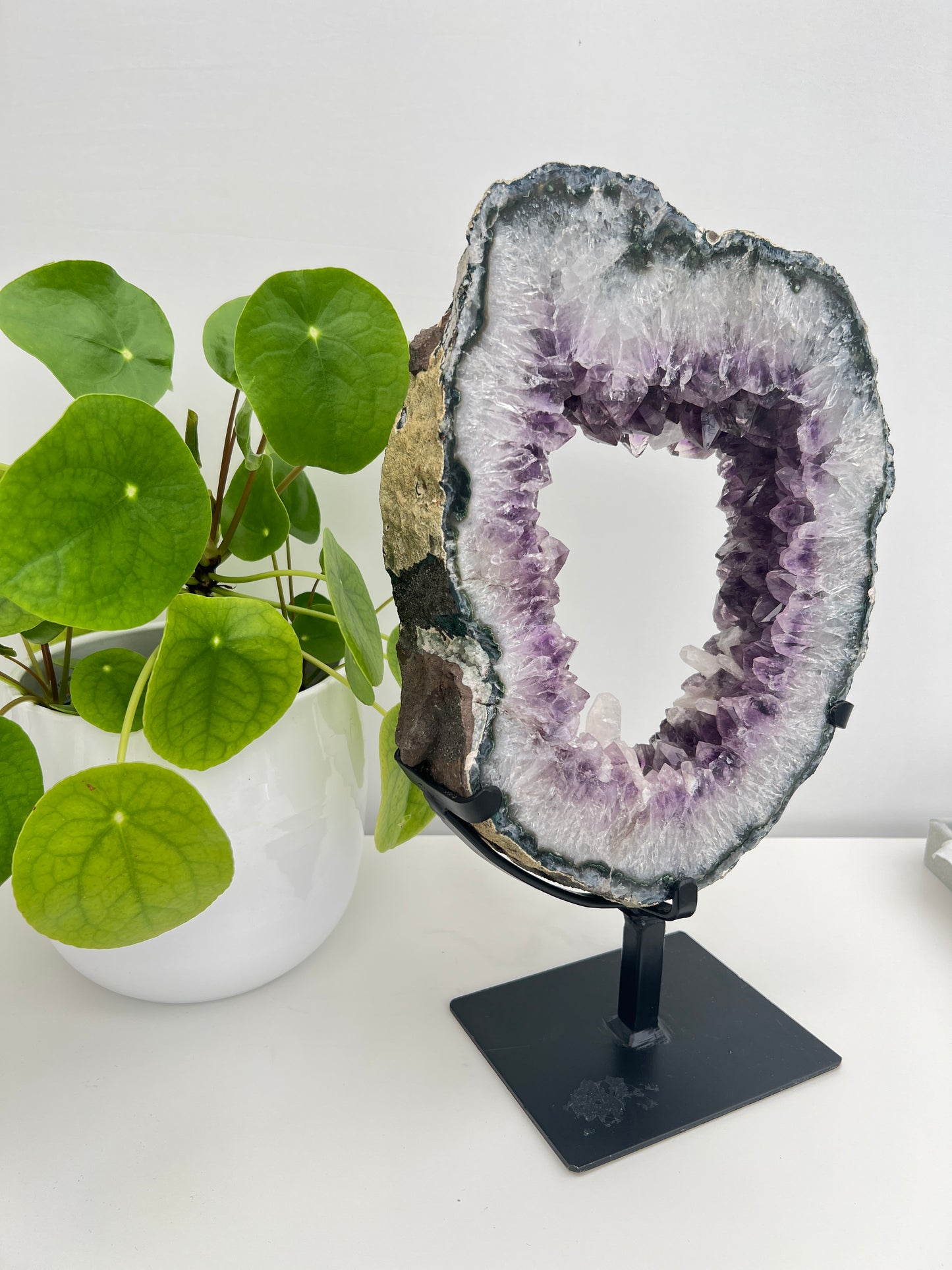 Amethyst Portal with Calcite on Stand