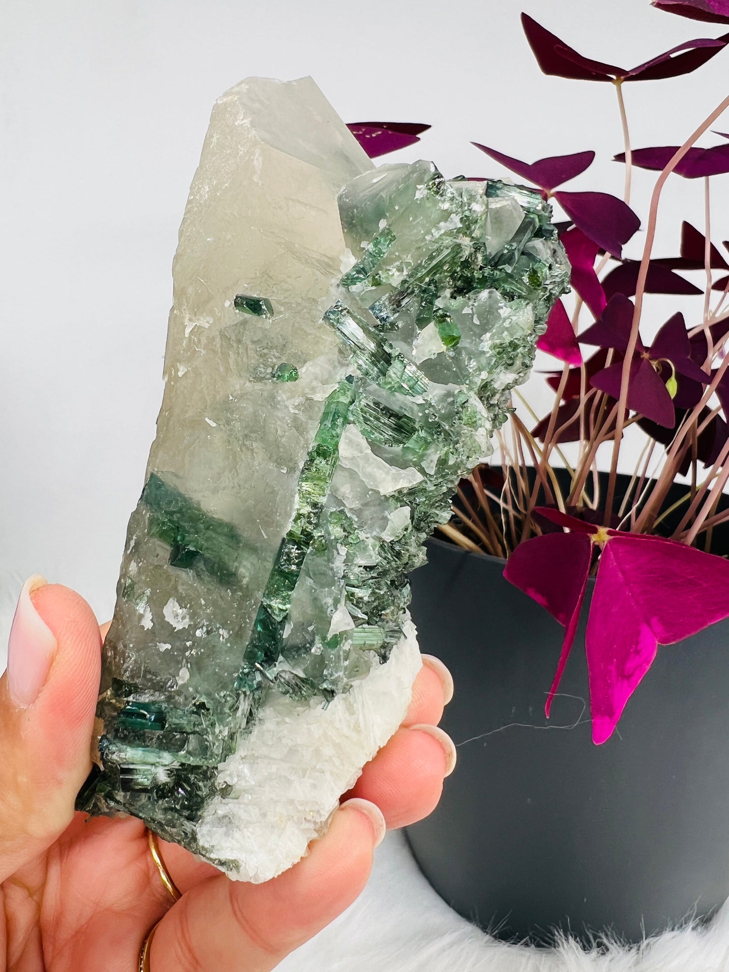 Blue and Green Tourmaline on Quartz