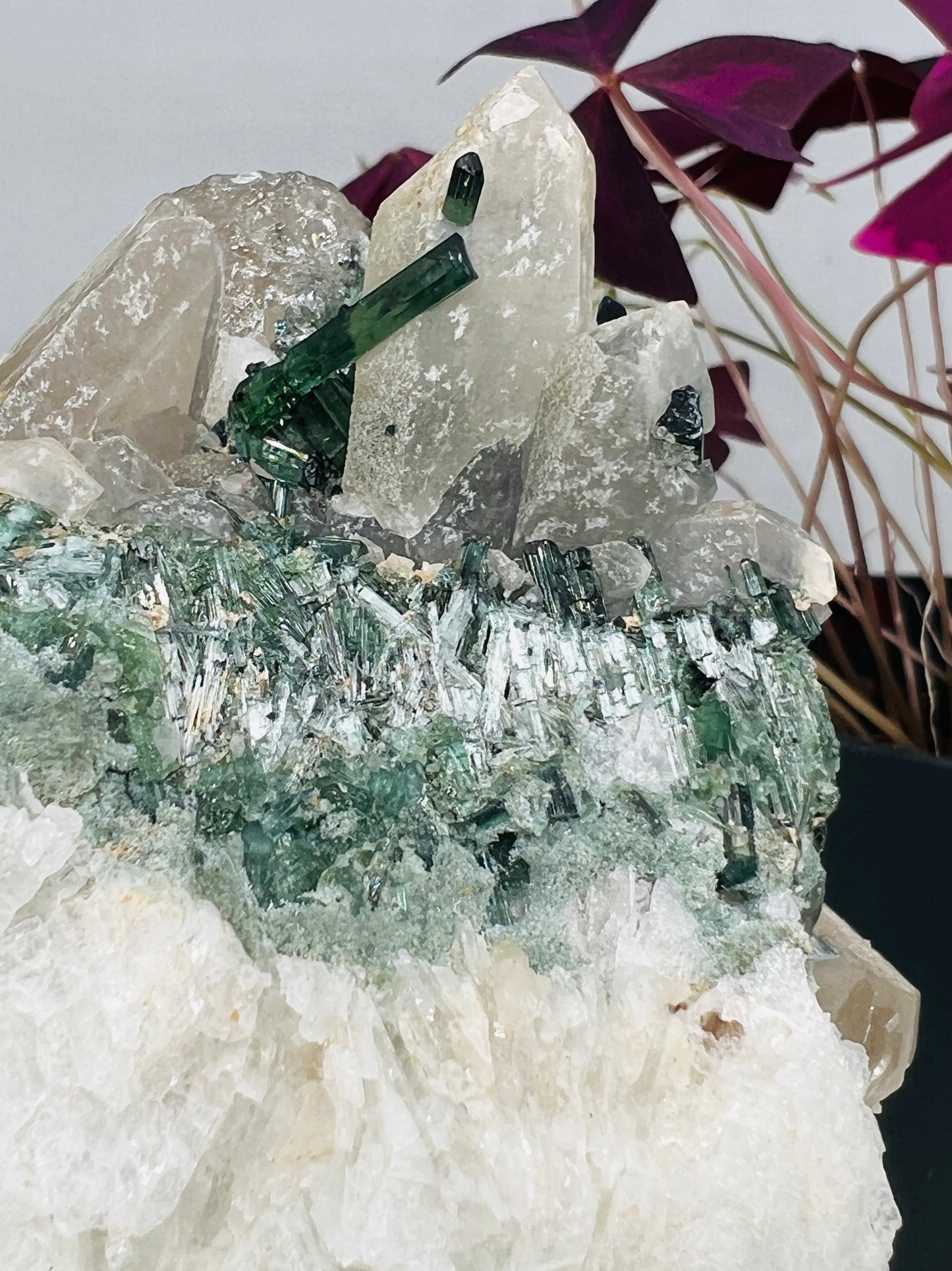 Blue and Green Tourmaline on Quartz