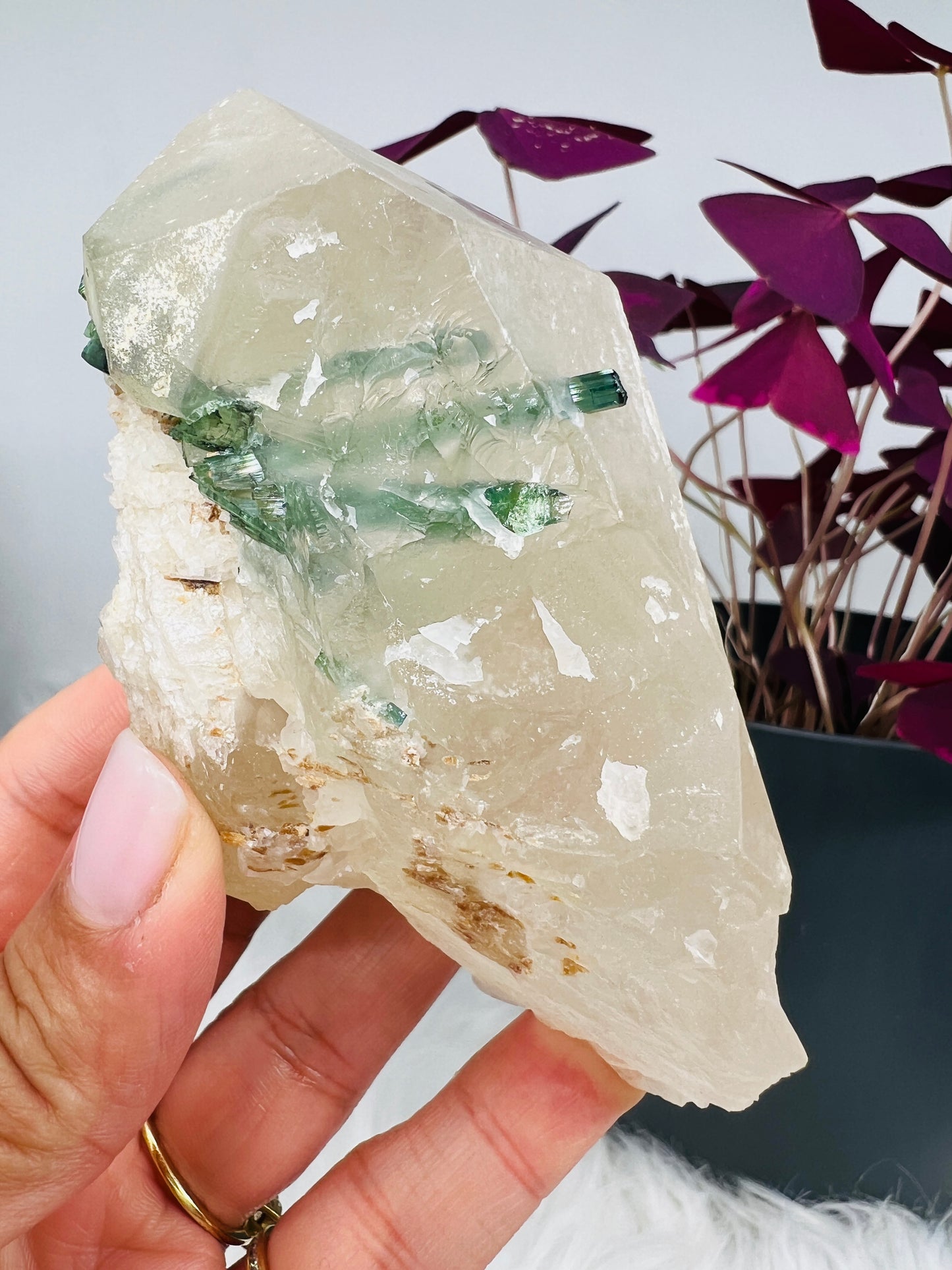 Blue and Green Tourmaline in Quartz