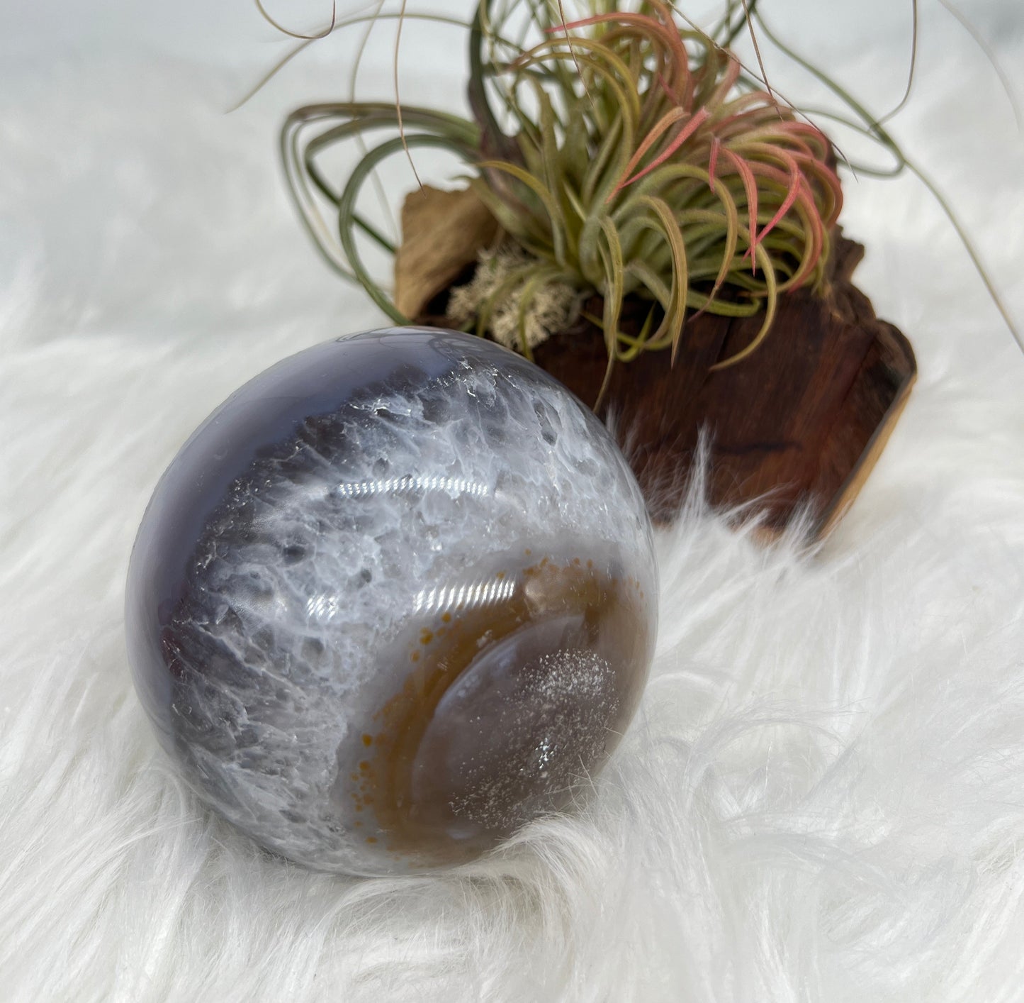 Druzy Quartz and Agate Sphere