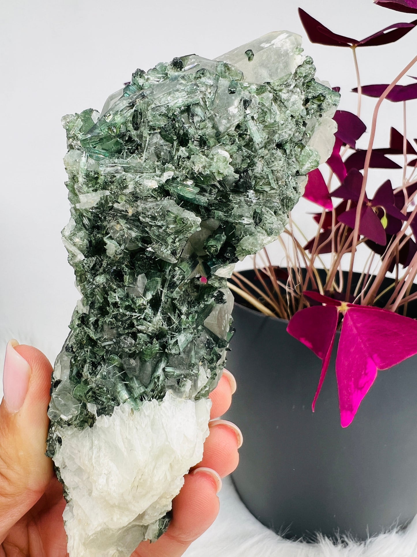 Blue and Green Tourmaline on Quartz