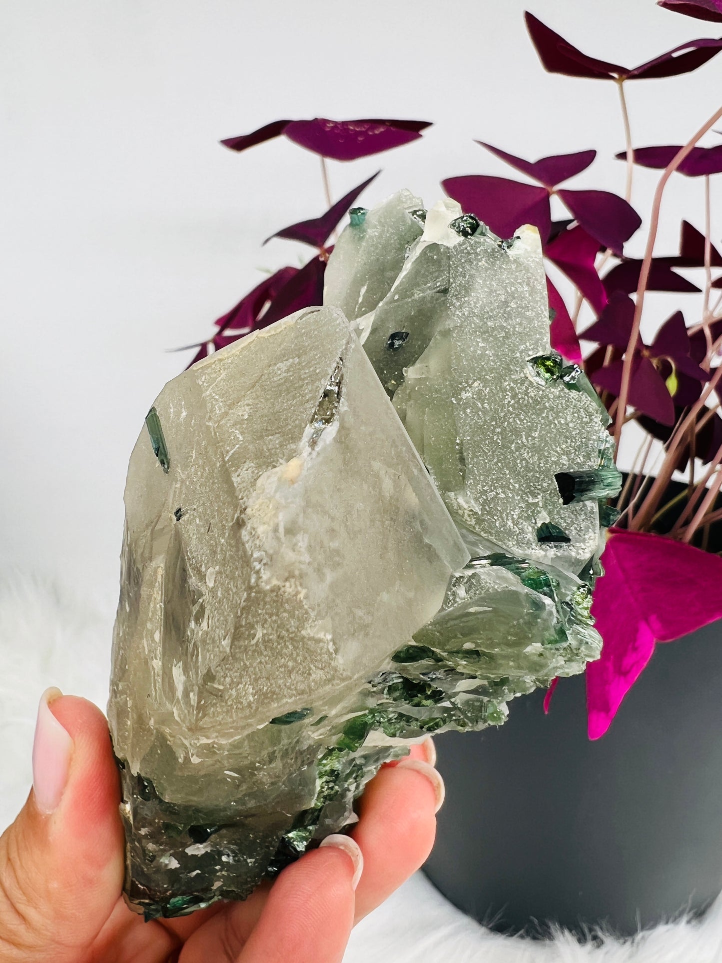 Blue and Green Tourmaline on Quartz