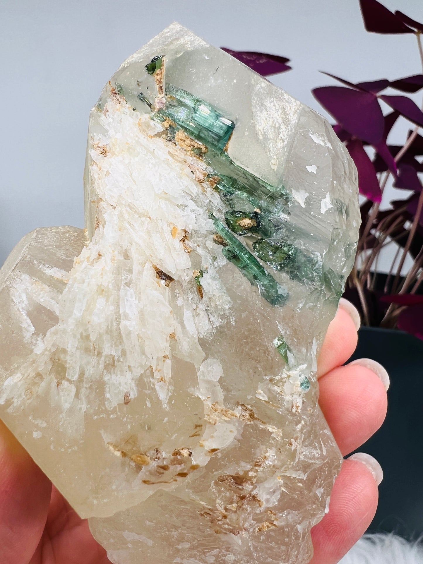 Blue and Green Tourmaline in Quartz