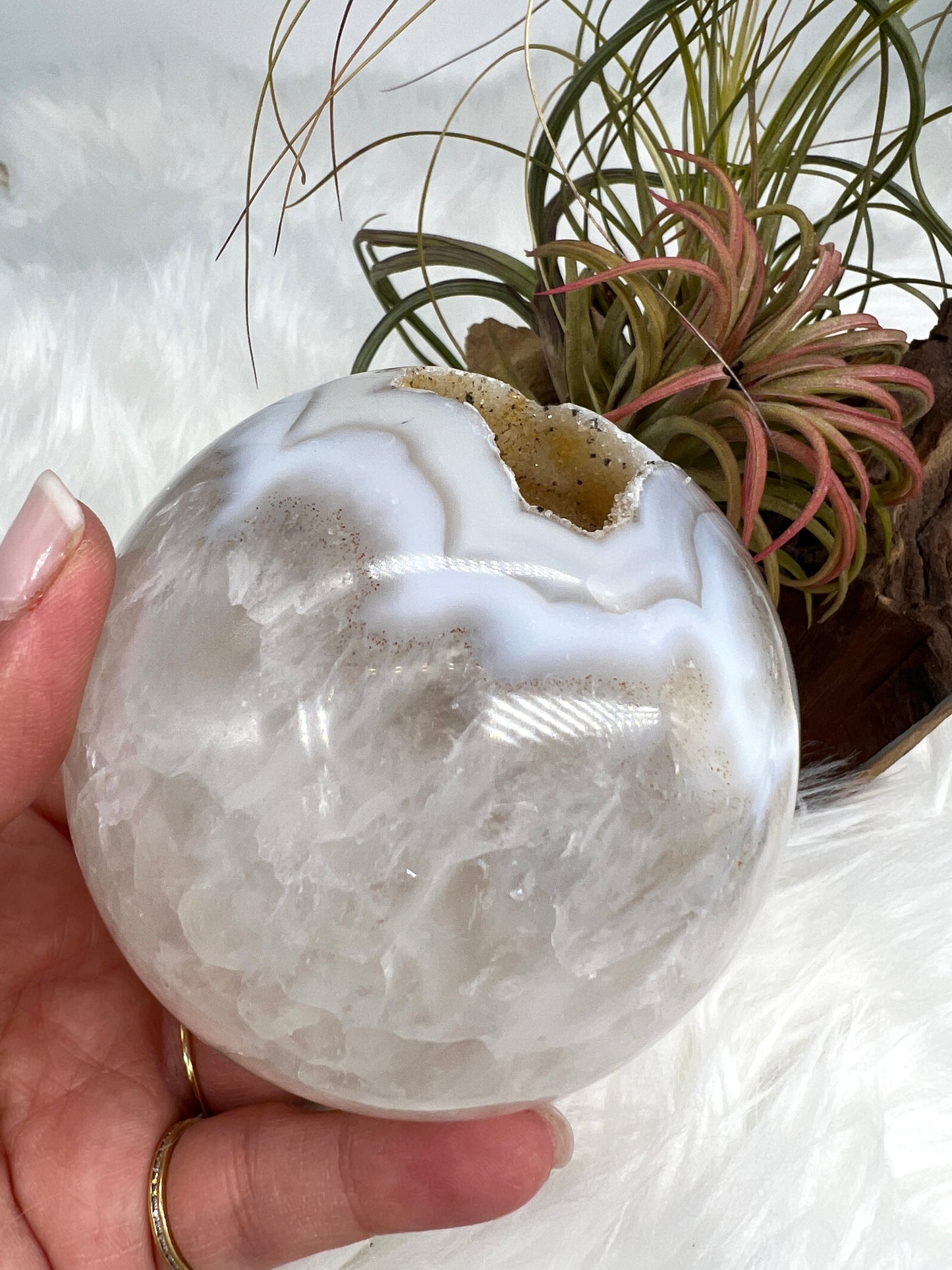 Druzy Quartz and Agate Sphere