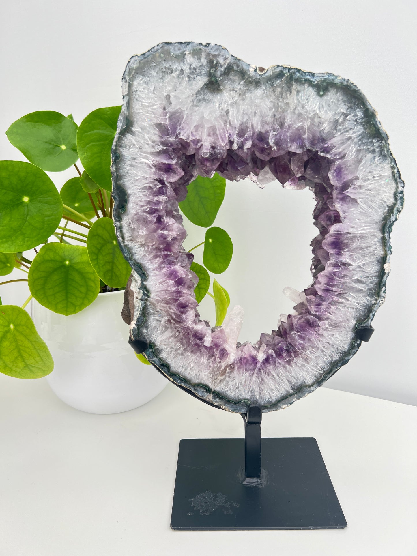 Amethyst Portal with Calcite on Stand