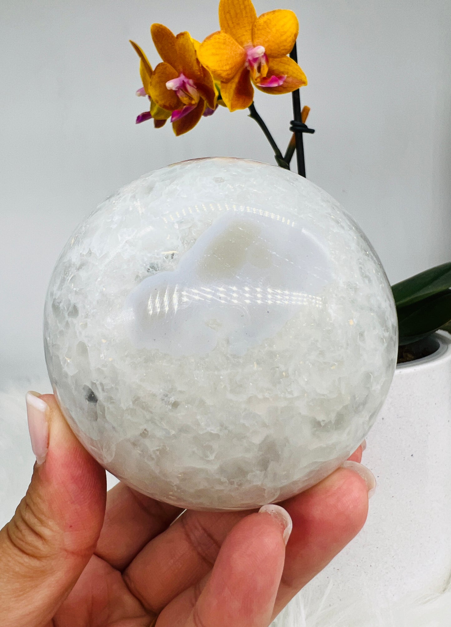 Druzy Quartz and Agate Sphere