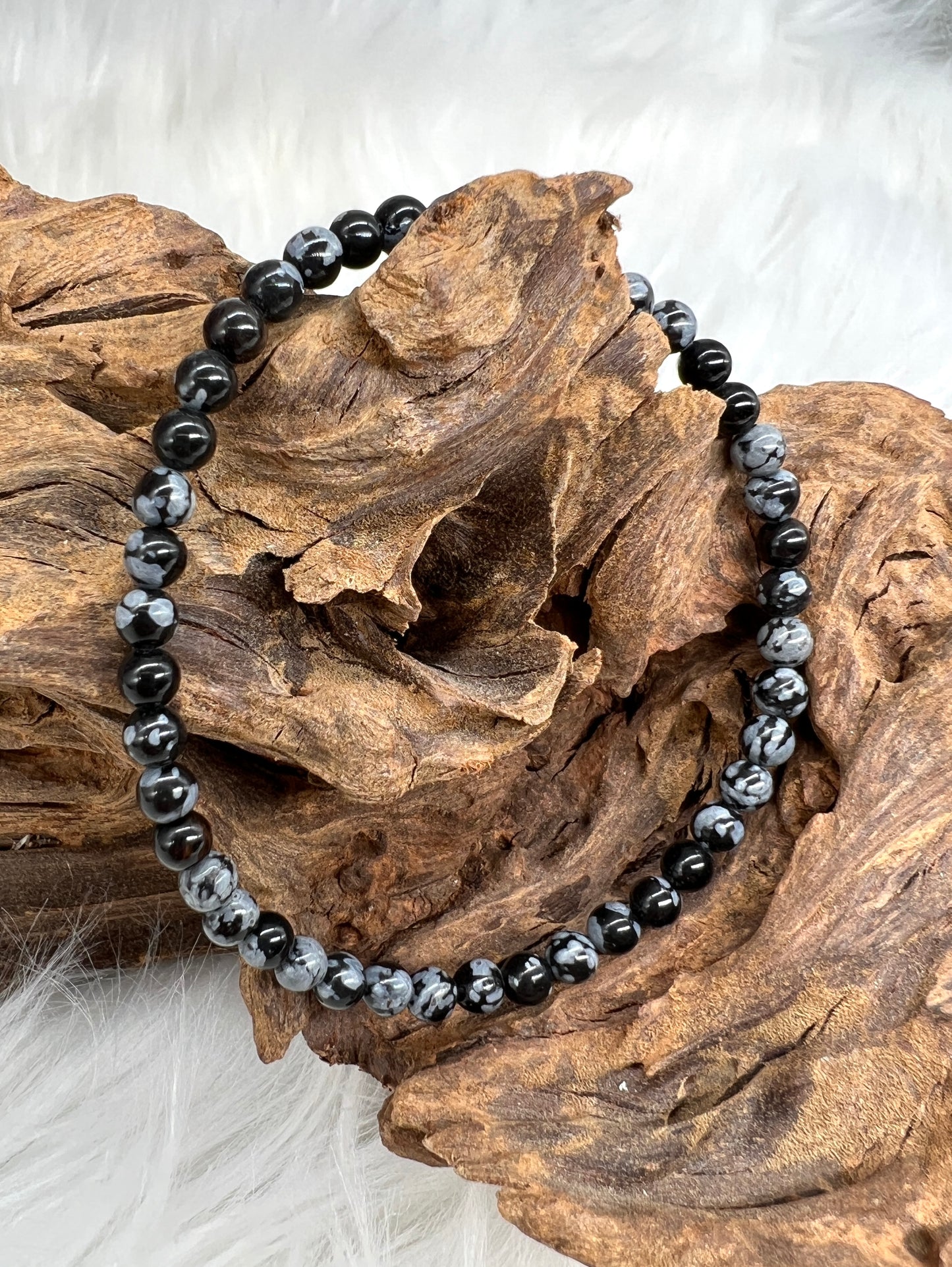 Obsidian Snowflake Bracelet