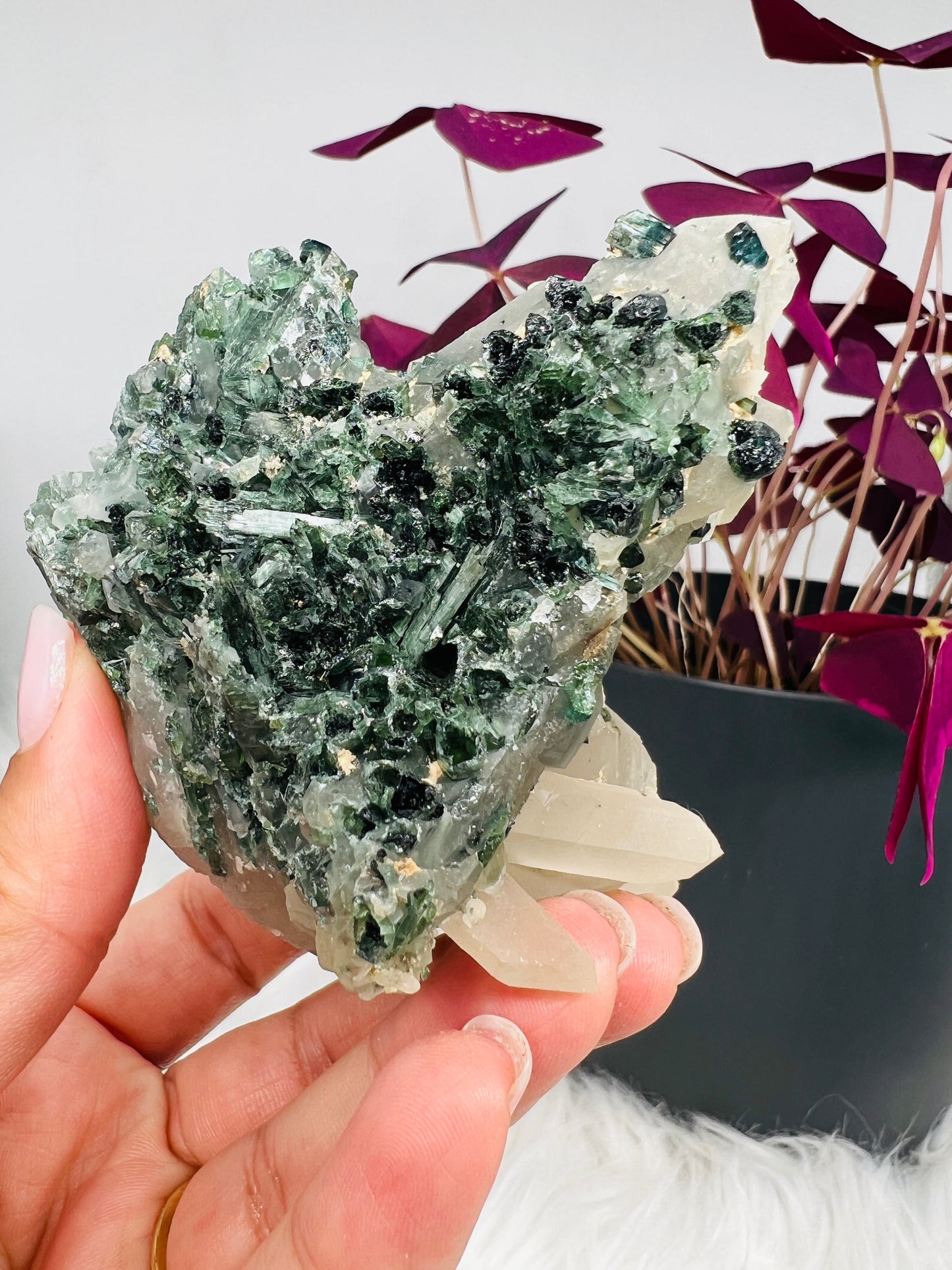 Blue and Green Tourmaline on Quartz