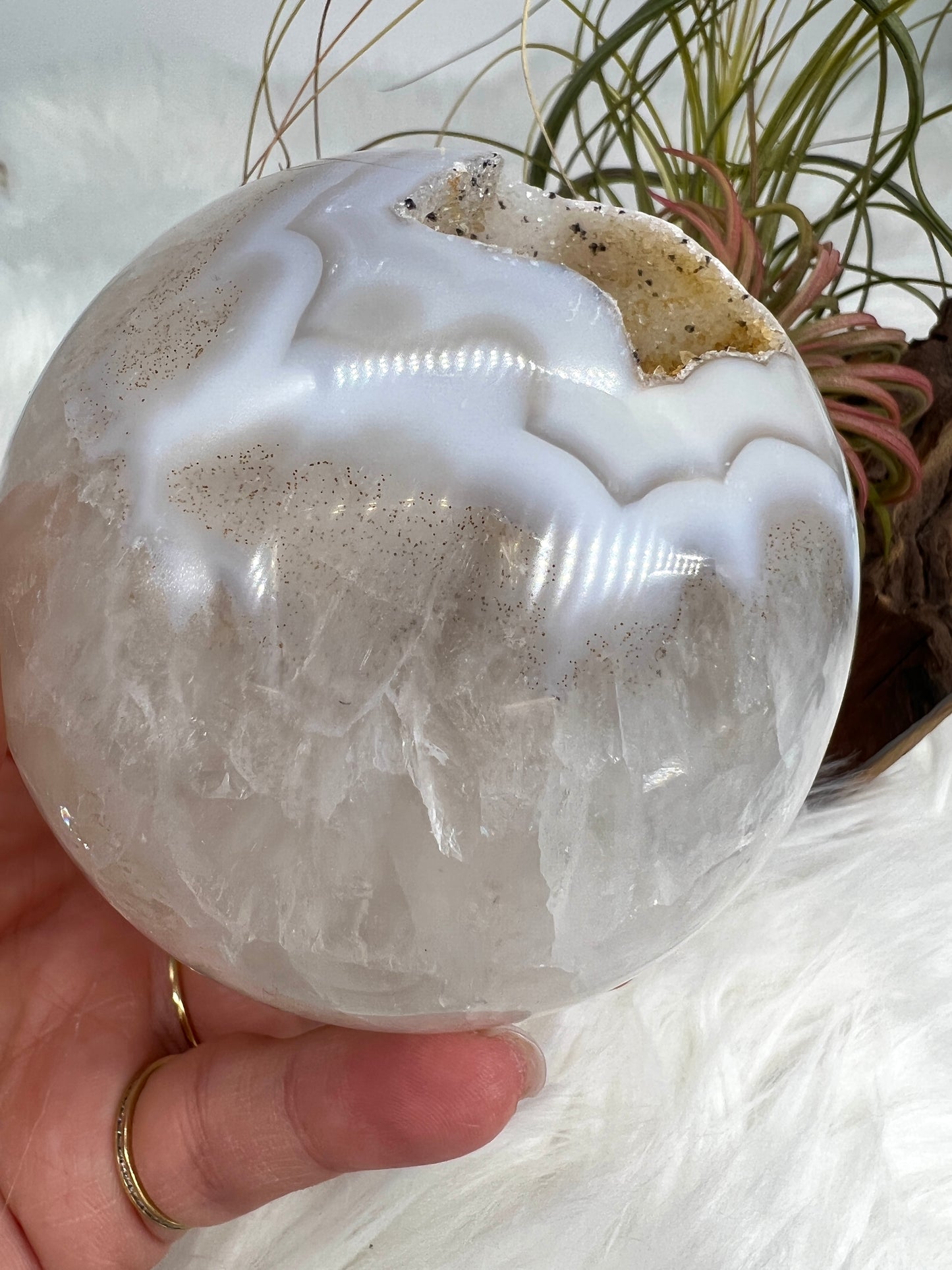 Druzy Quartz and Agate Sphere