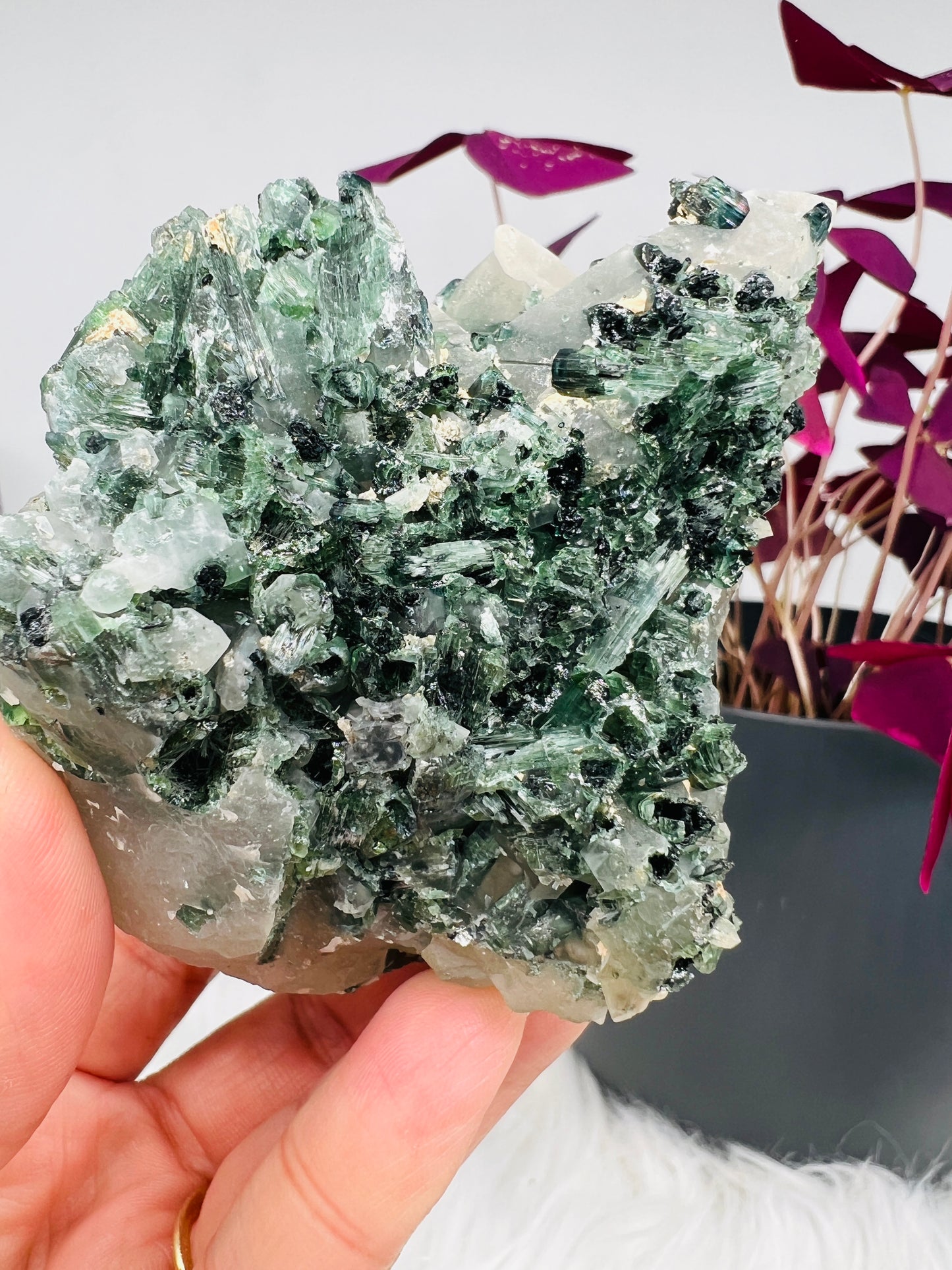 Blue and Green Tourmaline on Quartz