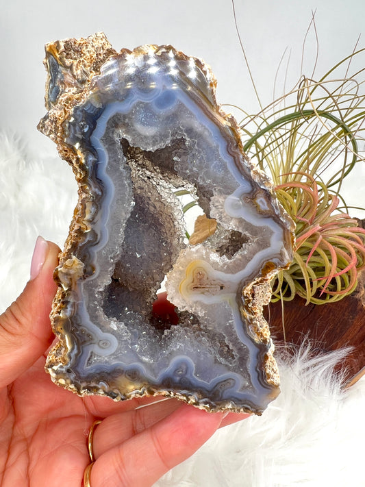 Agate and Sparkly Chalcedony Freeform Geode