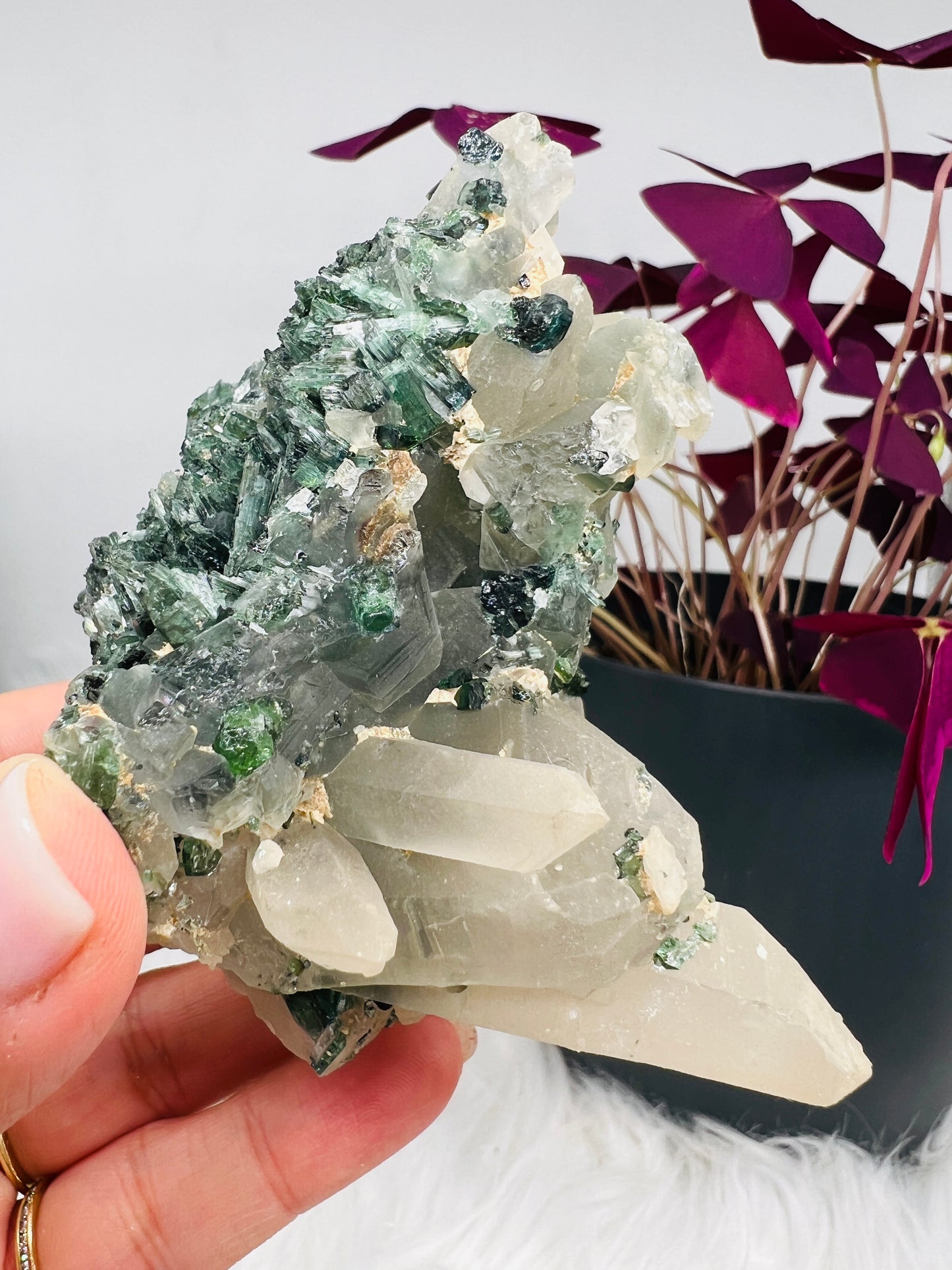 Blue and Green Tourmaline on Quartz