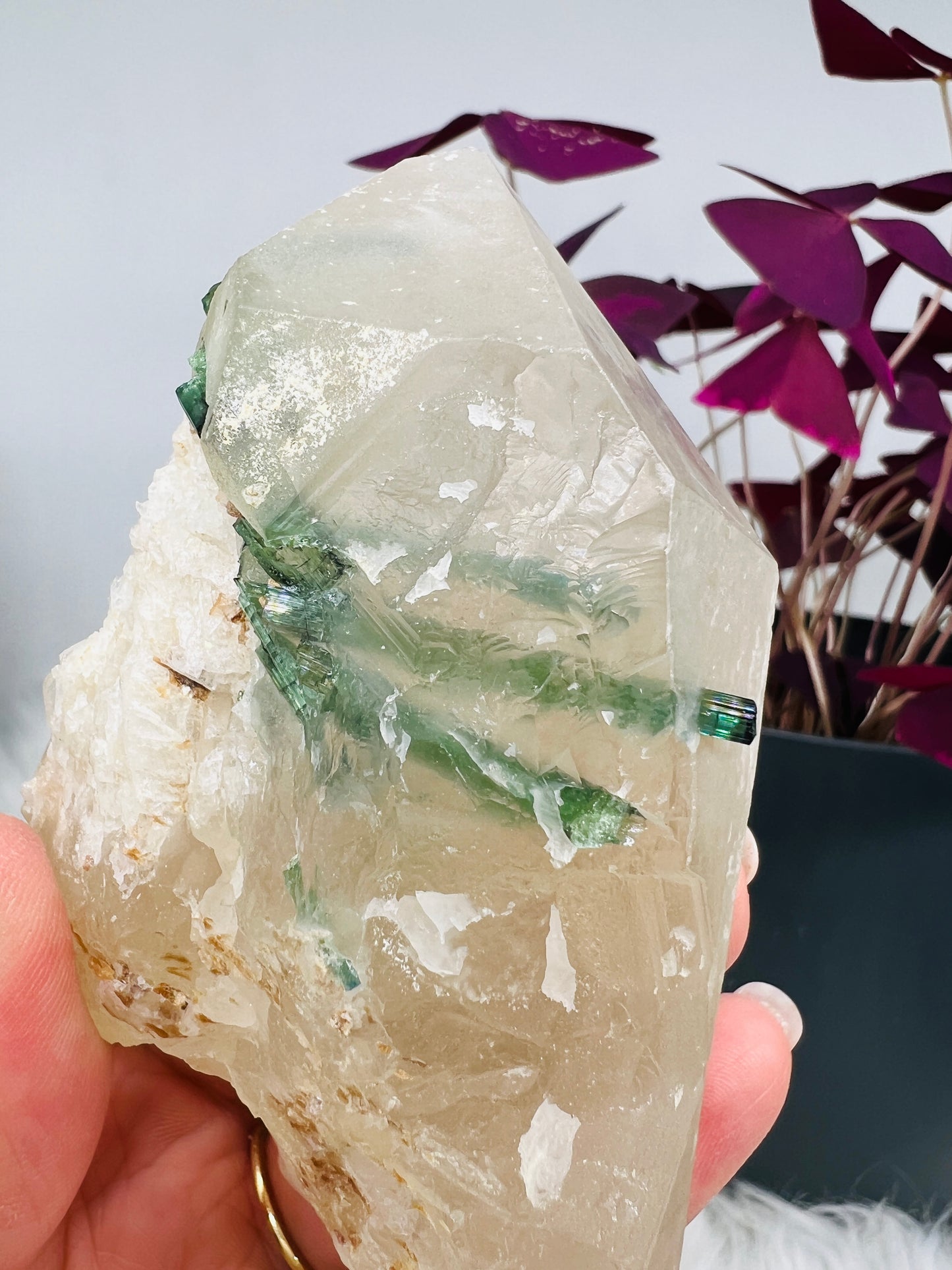 Blue and Green Tourmaline in Quartz