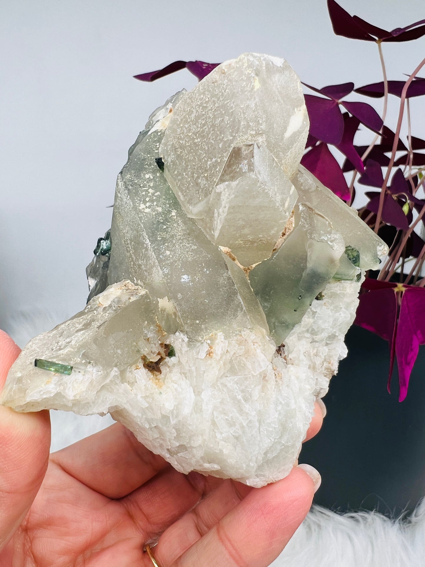 Blue and Green Tourmaline on Quartz