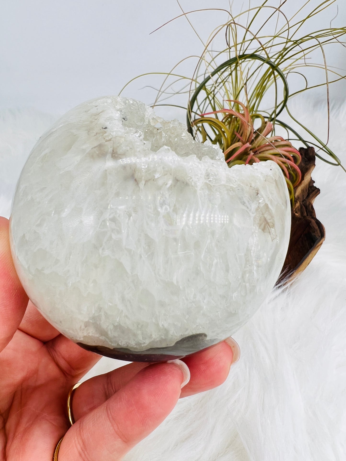 Druzy Quartz and Agate Sphere