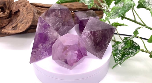 Amethyst Sacred Geometric Platonic Solid Set of 5