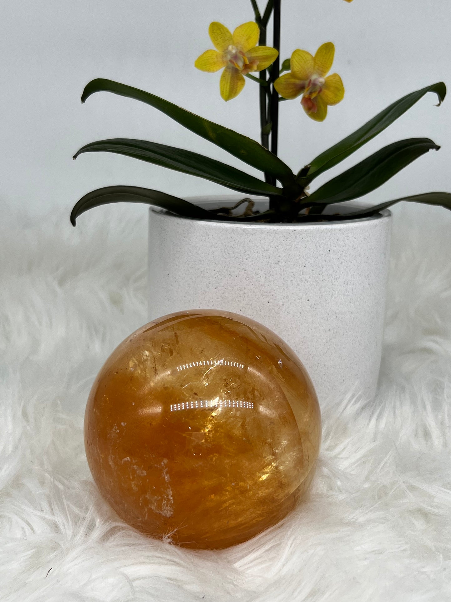 Honey Calcite Sphere