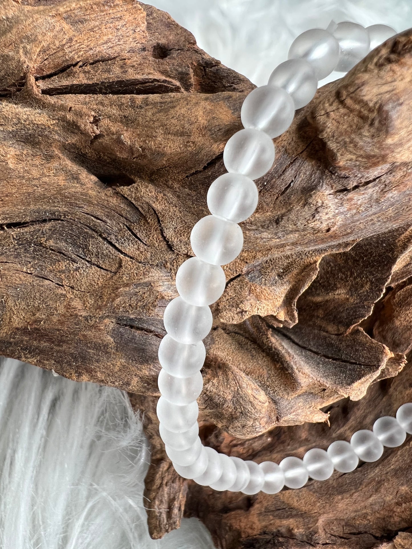 Frosted Clear Quartz Bracelet (4mm)