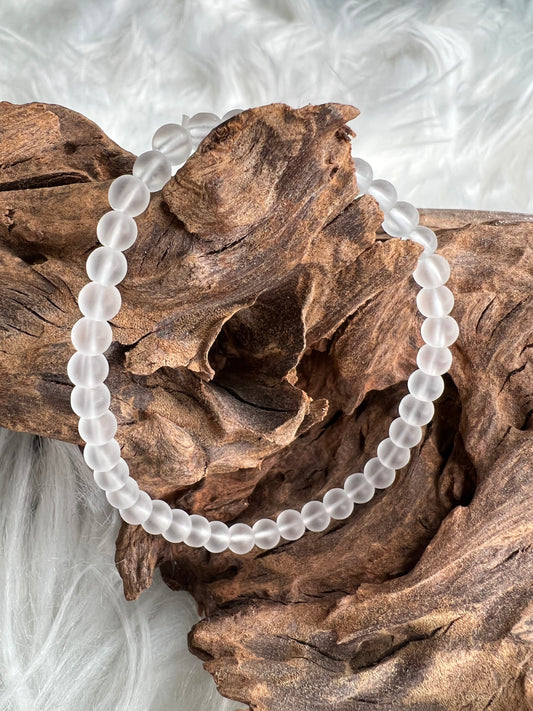 Frosted Clear Quartz Bracelet (4mm)